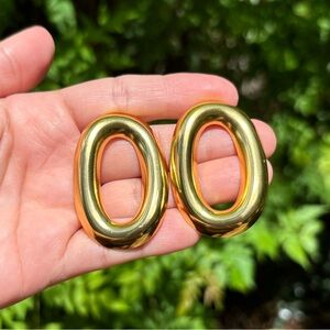 18K Gold Plated Stainless Steel Circular Vintage Style Stud Earrings